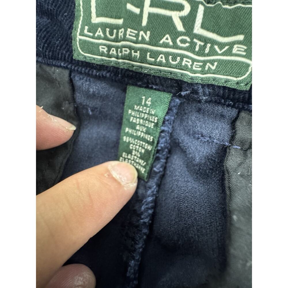 LRL Lauren Active Pants Ralph Lauren Dark Navy Blue Corduroy Stretch 14 Casual - Picture 5 of 7